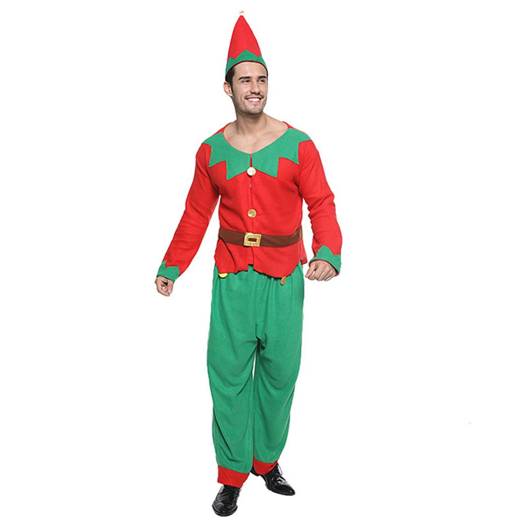 Christmas Elf Cosplay Set Including Elf Top, Trousers/Dress, Elf Hat, Children Elf Costumes, Adult Elf Cosplay Costumes