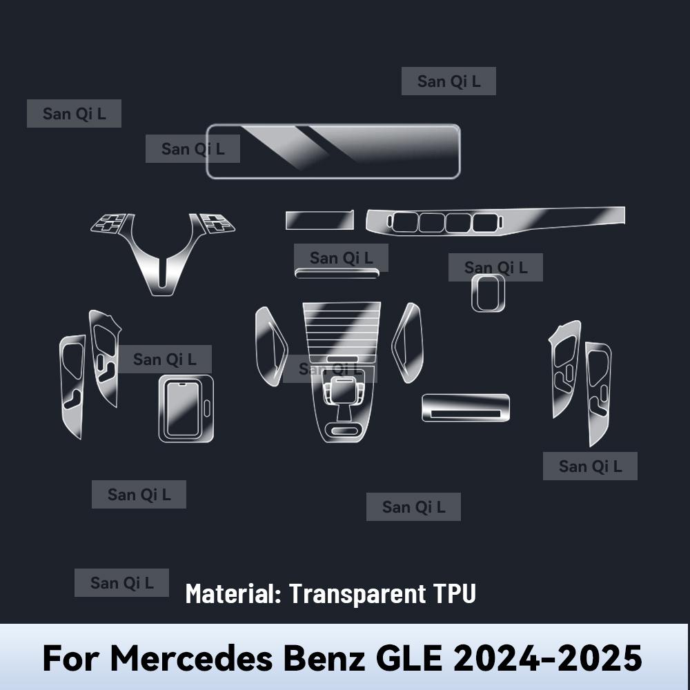 Transparent TPU For Mercedes Benz GLE 2024 Car Center Console Media Dashboard Navigation Anti-scratch Protector Interior Film