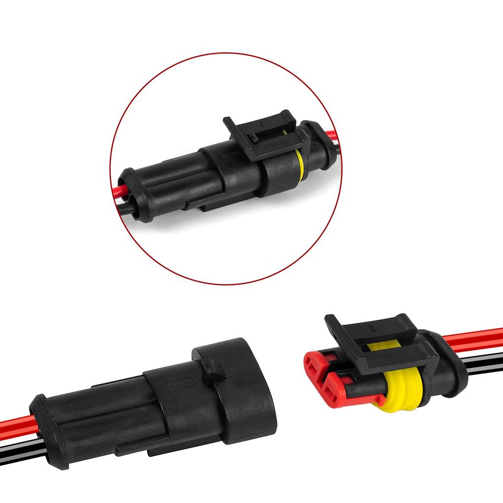 10pcs/5sets 2 Pin Way Connector Waterproof Connectors Male & Female Way 16 AWG Wire For Car Truck Boat Electrical Connector