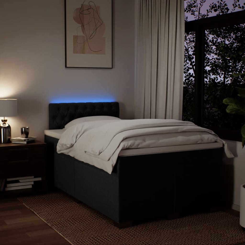 Box Spring Bed with Mattress Black 120 x 200 cm Fabric