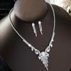 3PC Women's Fashion Design Tassel Necklace Earrings Zircon Set Suitable for Wedding, Party, Festival Gifts