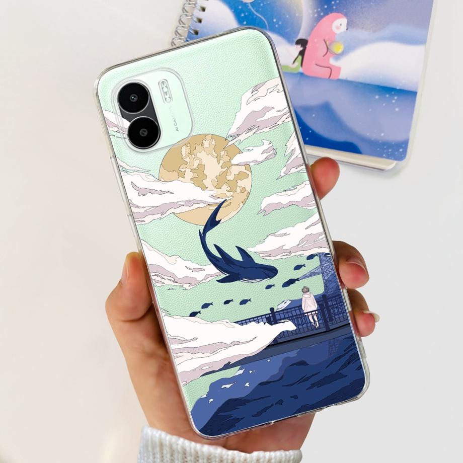Чехол для телефона Xiaomi Redmi A1 A1+ A2 A2+ A3 Задняя крышка Redmi A1 A2 Plus Мягкий ТПУ Прозрачный Силиконовый Бампер Цветок Бабочка