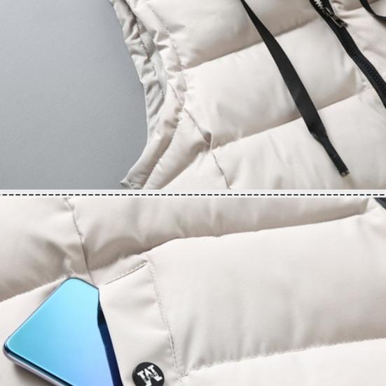 Унисекс хлопковый жилет с капюшоном, воротником-стойкой, завязками на шнурке, без рукавов, застежкой-молнией, жилет с карманами, однотонный утепленный жилет, куртка