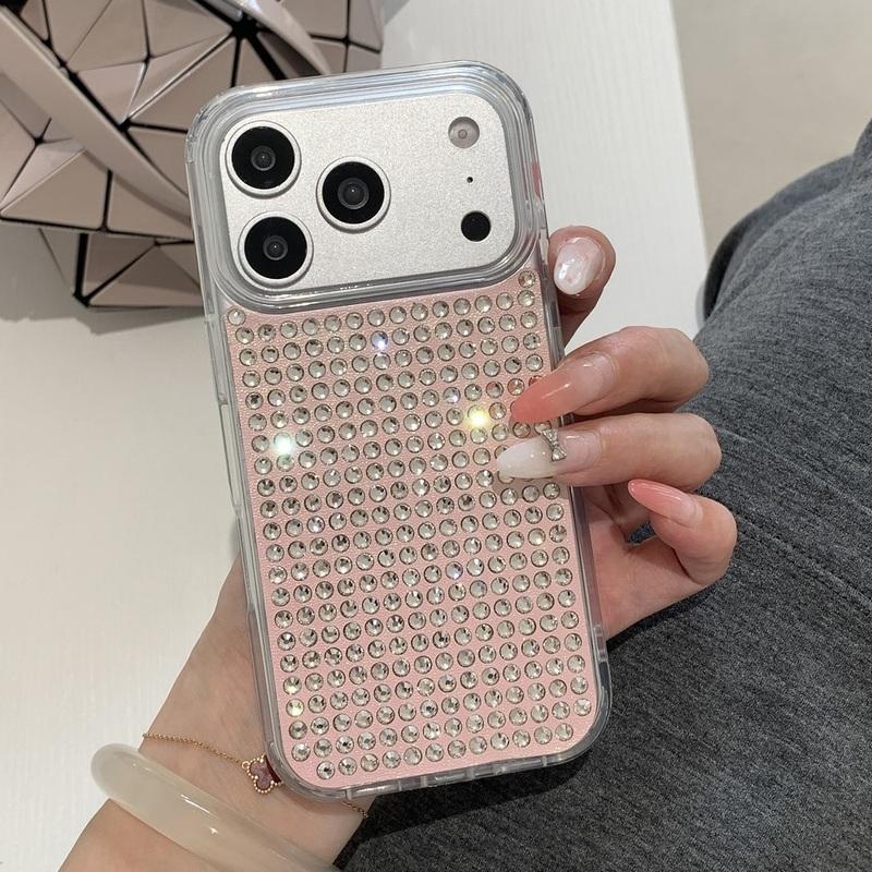 Luxury Full Screen Glitter Rhinestone Transparent Phone Case For iPhone 17 16 15 14 18 Pro Max Fashion Shiny Protection Cover