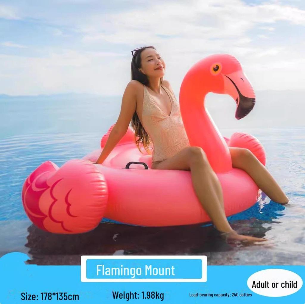 Intex 57288 Double Flamingo Adult Inflatable Swimming Ring - Thick Oversized Floating Bed for Kids & Adults