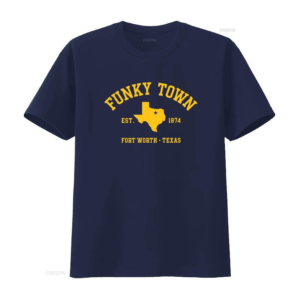 FUNKY TOWN Fort Worth TX Athletic Design T Shirt vintage Washed graphic Top For Everyday Wear fashion Comfortable Soft Stylish