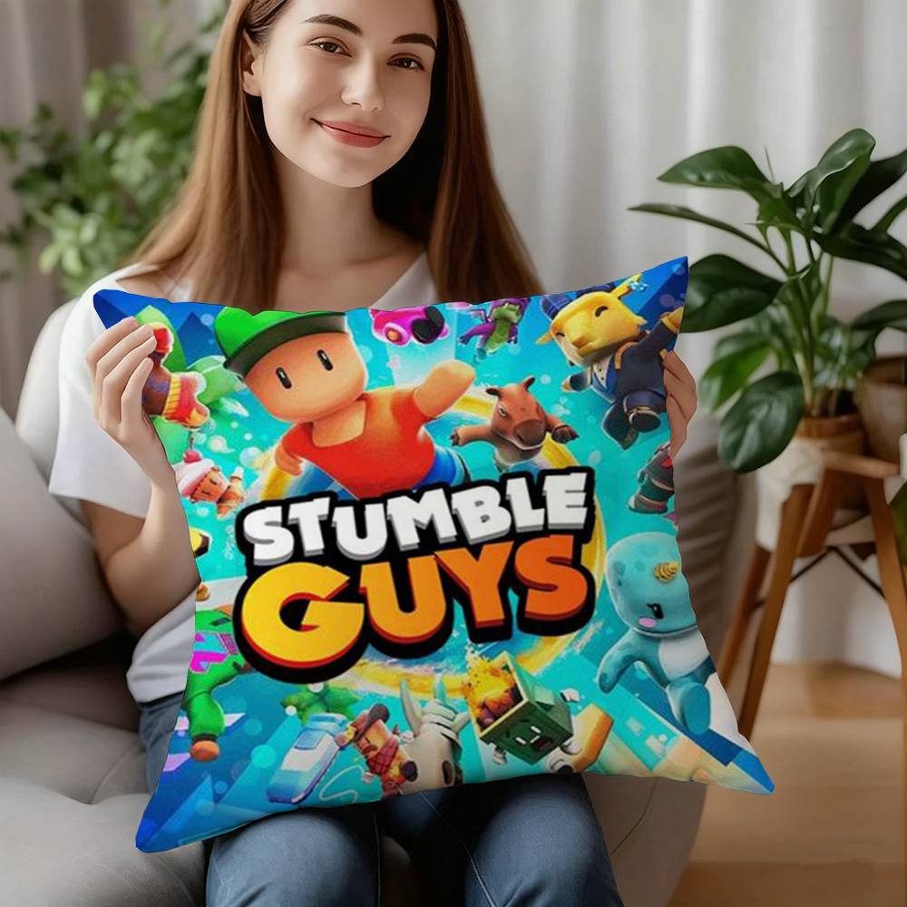 Подушка Игровая Спящая S-Stumble Guys Декоративная Наволочка Короткий Плюш Диван Декоративный Подарок Дом Двусторонняя Печать Подушка