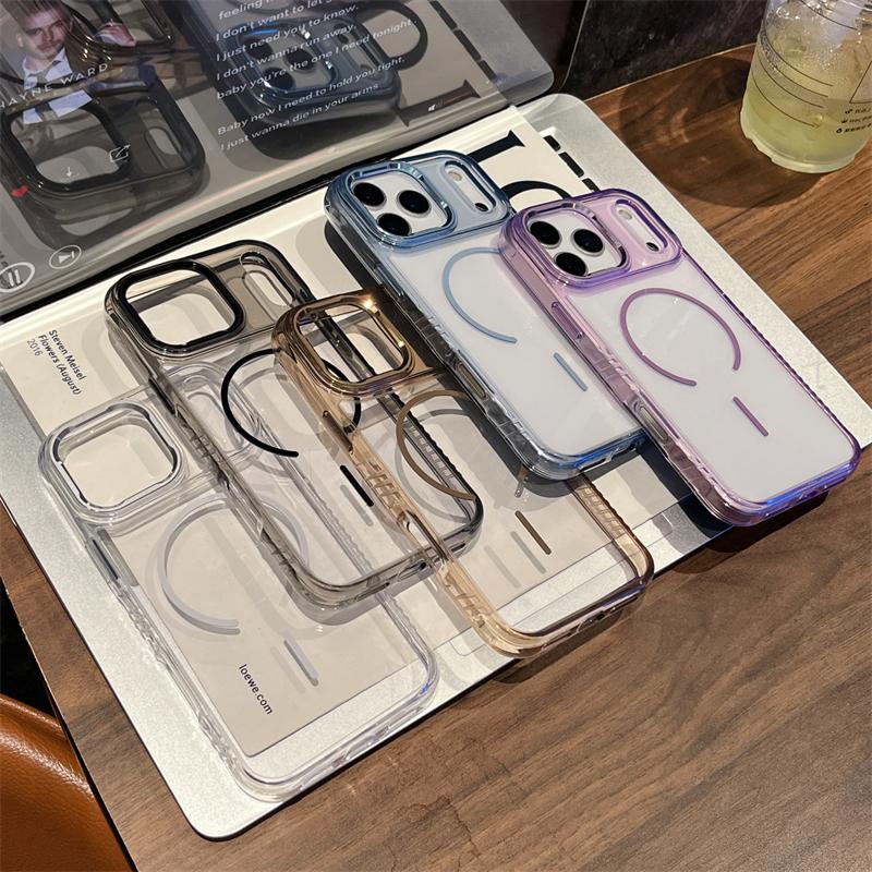 Для iPhone 17Air 17Pro 17 Pro Max Ударопрочный Прозрачный Жесткий Чехол Роскошный Для Magsafe Магнитная Беспроводная Зарядка Чехол для Телефона