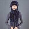 Scarf Hat Two-piece Set Medium and Old Warm Suit Rex Rabbit Hair Woven Thickened Warm Cap Fur Scarf