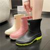 Rain Shoes Women's Winter Cotton Non-slip Medium Tube Water Shoes Water Boots Short Rain Boots Car Wash