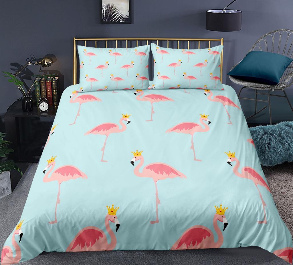 Swan Duvet Cover Set Rose Crown Comforter Cover Polyester Bedding Set Sweet Girl Romantic Quilt Cover Pink Red King Twin Size