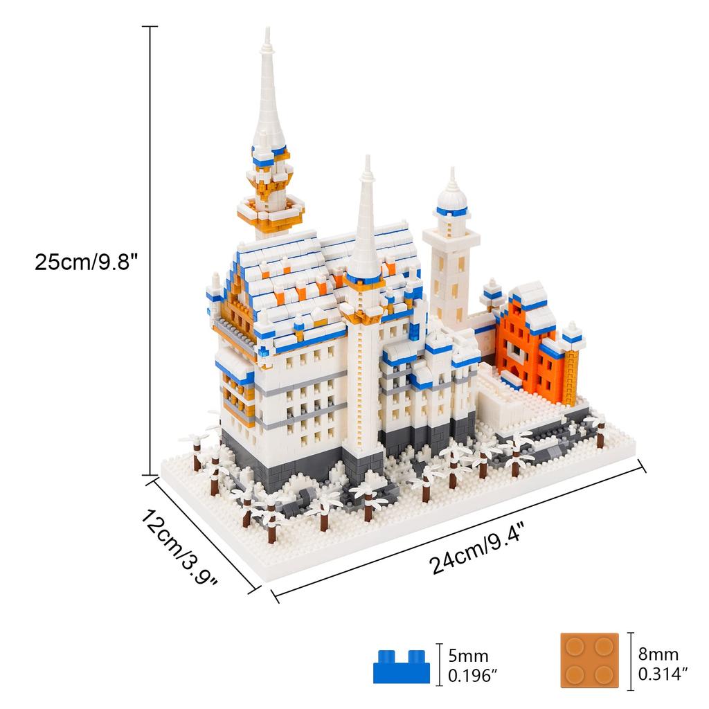 LULUFUN Micro Block Swan Castle Block Set Building Toy Mini Neuschwanstein Castle Assembly Children Adults Holiday New Year Gift Birthday