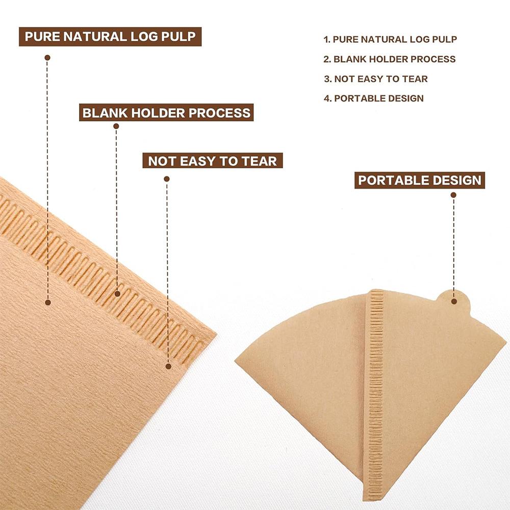 LMETJMA 100 шт. кофейная фильтровальная бумага натуральная неотбеленная V02 одноразовая кофейная фильтровальная бумага конусная подходит для капельницы для кофе JT278