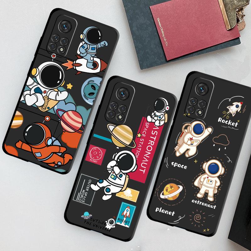 TPU Soft Cartoon Astronaut Luminous Silicon Shell Case Coque for Xiaomi Mi 12S 10 10T 11X 12 Pro 10S 11i 12X 11T 11 Lite 10 Bag