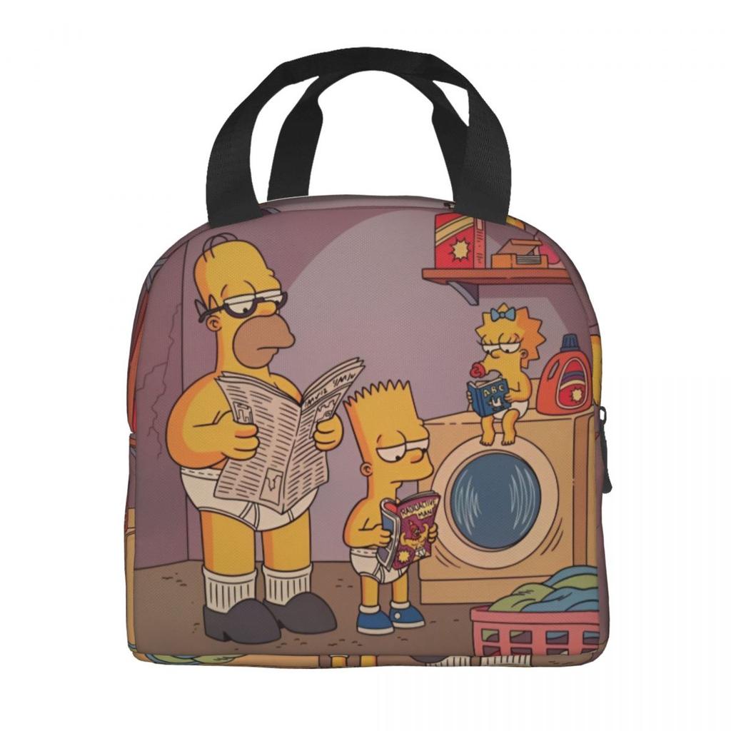 The S-Simpsons Face Accessories Insulated Lunch Bag For Travel Food Storage Bag Portable Cooler Thermal Lunch Boxes