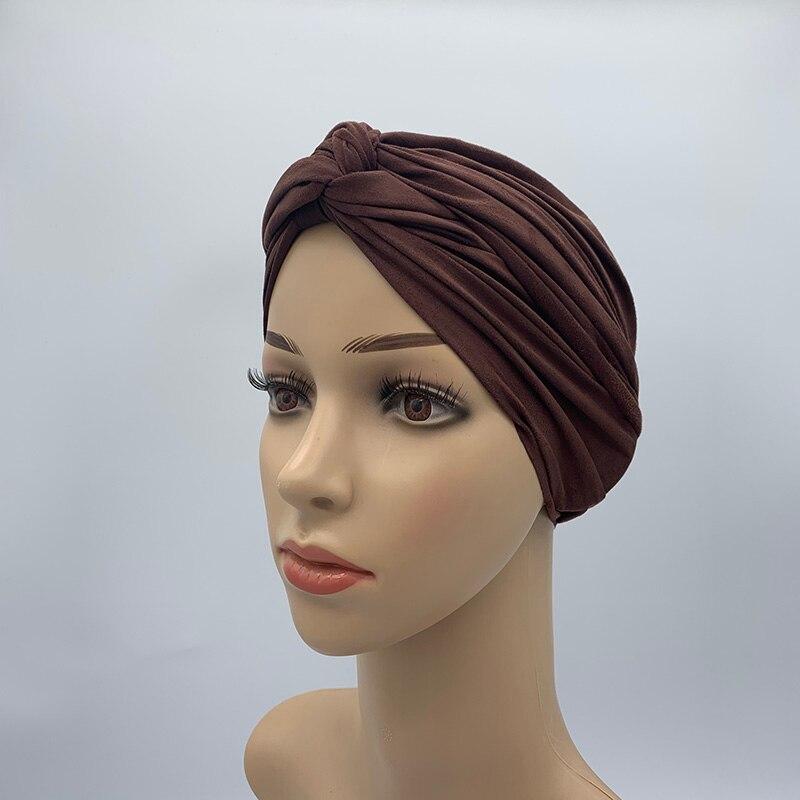 Модная женская замшевая кепка-тюрбан, однотонная мусульманская хиджаб, головной платок, шляпа Индии