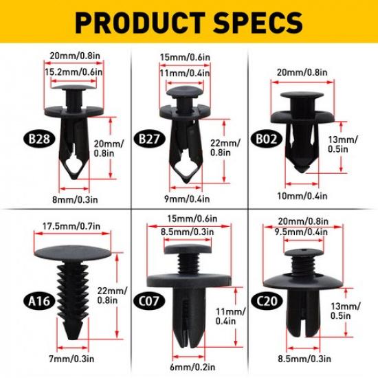 190XS Крепеж для отделки кузова автомобиля Пластиковые заклепки-пистоны Панельные клипсы Заклепки Крыло Замена