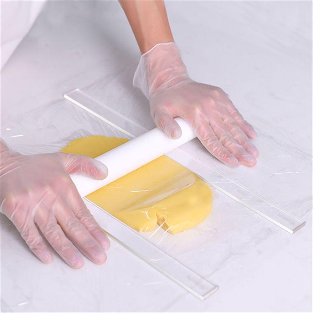 2Pcs Acrylic Biscuit Cake Rolling Tool Balance Ruler Fondant Icing Biscuit Thickness Ruler Biscuit Smoother Baking Accessories