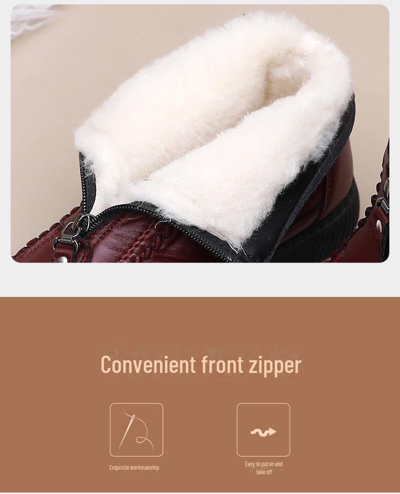 Женские зимние ботинки: Теплая зимняя обувь из смеси шерсти и хлопка с бархатной подкладкой и мягкой подошвой для людей среднего и пожилого возраста