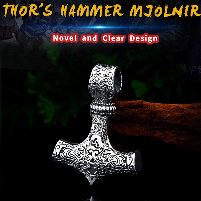 BEIER thor's hammer mjolnir pendant necklace viking scandinavian norse viking necklace with stainless steel chain BP8-384