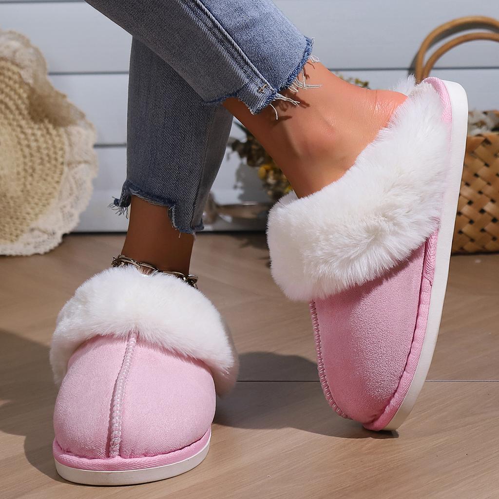 Cotton Slippers Autumn and Winter Plush Home Fluffy Bag Head Indoor Non-slip Home Couple Fluffy