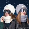Winter Hat Scarf Suit Velvet Warm Ear Protection Cap Men Women Outdoor Cycling Coldproof Cap