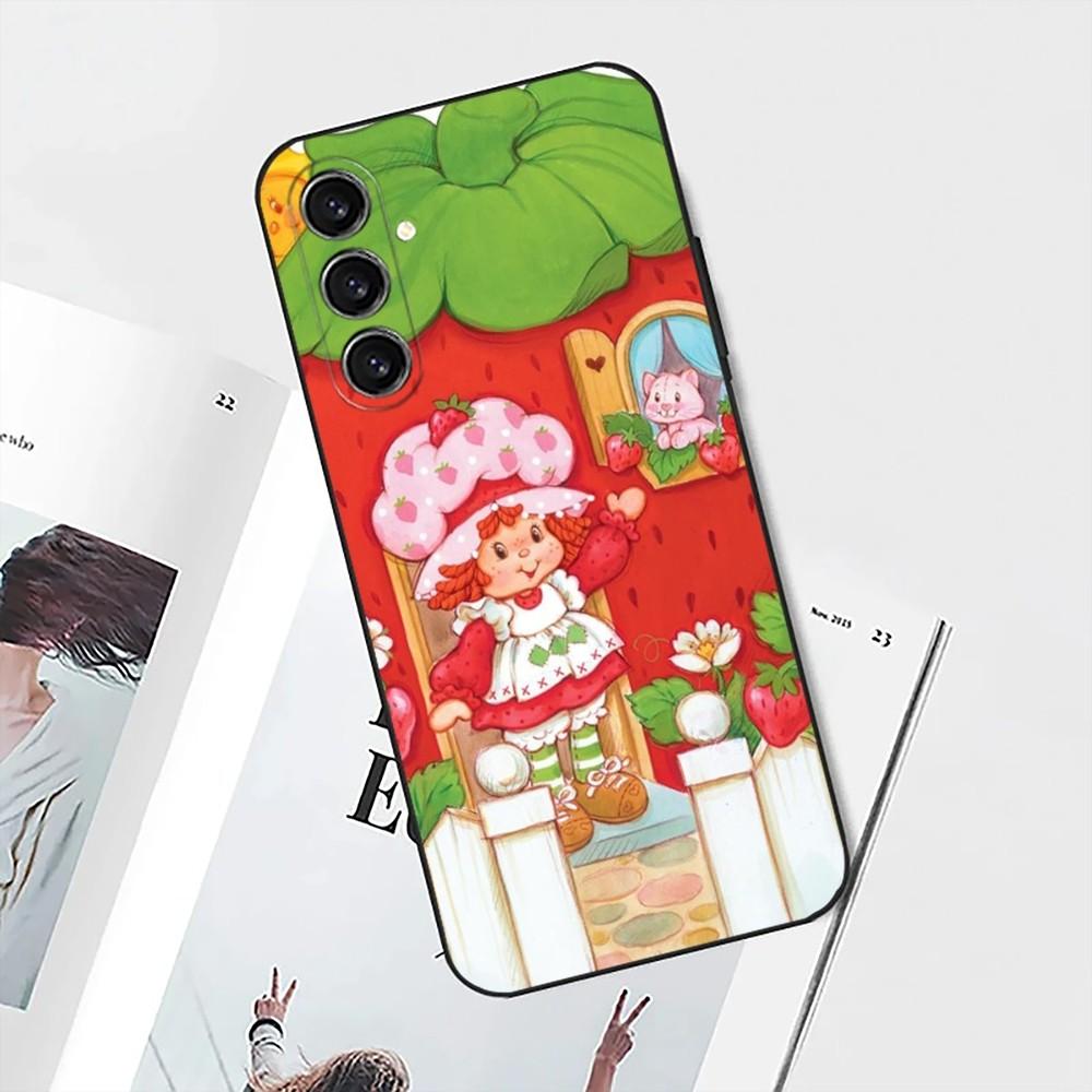 Strawberry Vintage S-Shortcake Phone Case For Samsung S25,S24,S21,S22,S23,S30,Ultra,S20,Plus,Fe,Lite,Note,10 Black Soft Shell