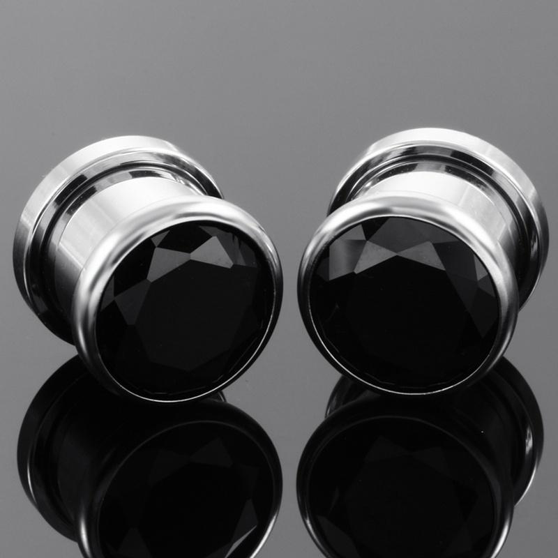 Ушной расширитель для ушей, туннельный манометр, унисекс, стальной блестящий хрустальный корпус, ювелирный винт, 2 шт.