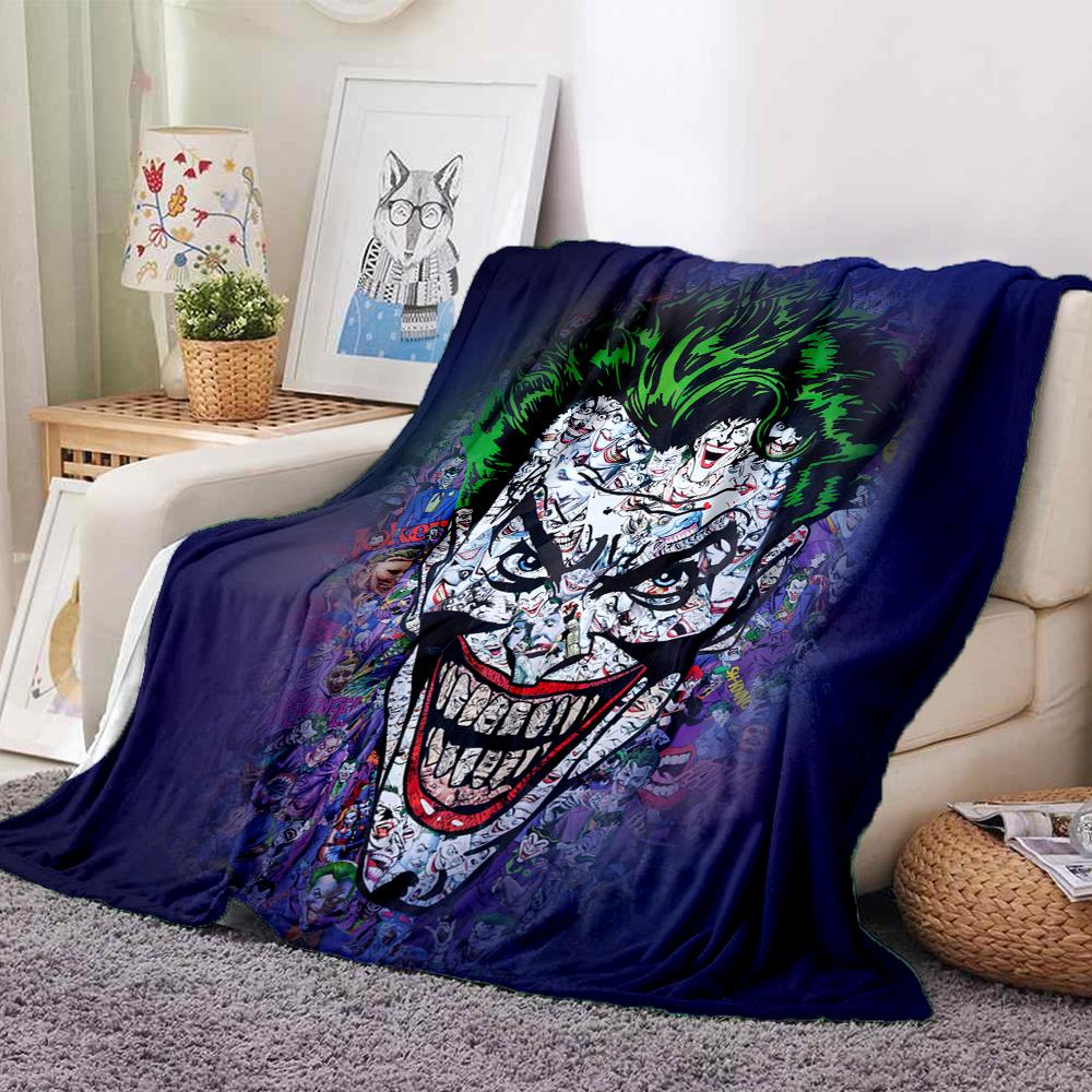 1Pc Joker'S Wild Smile Flannel Blanket, Soft And Comfortable, Casual Warm, Camping Travel, Christmas, Halloween Xmas Gift L1533