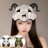 PU Leather Halloween Mask Antelope Goat Horn Mask Gothic Halloween Bloody Skull Mask  Women Men