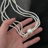 Эстетика Старых Денег Многорядное Ожерелье из Стеклянного Жемчуга Крупный Жемчуг Цепочка на Ключицу Минималистичные Многослойные Украшения