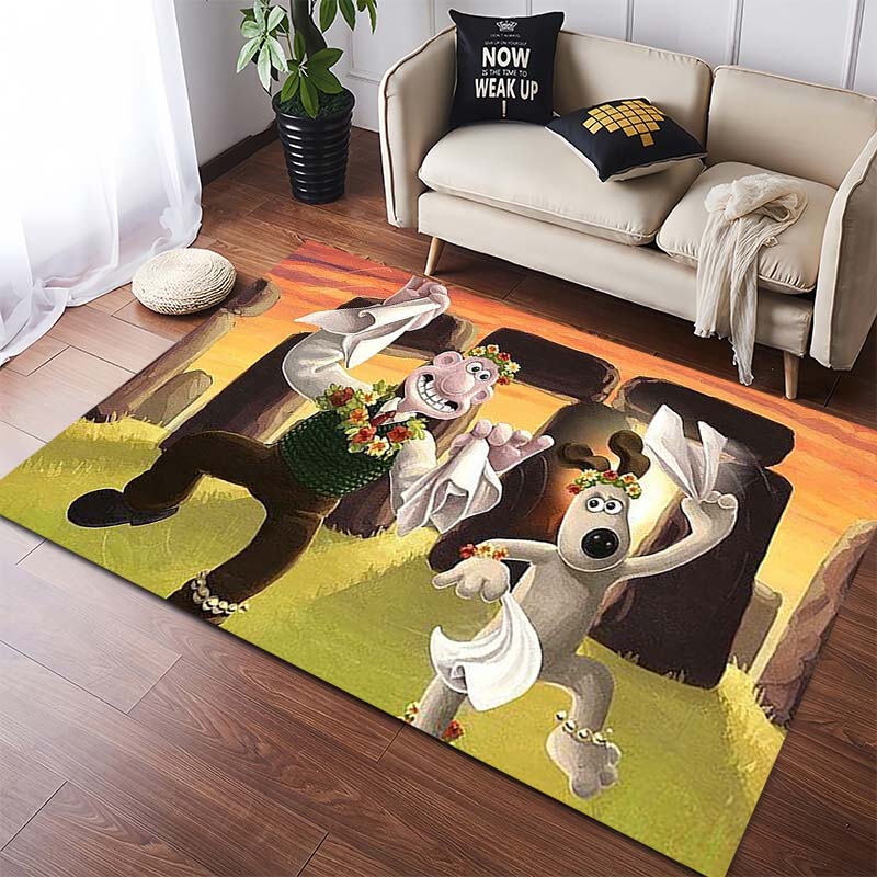Wallace And Gromit Surfing Print Area Rug, Cartoon Ocean Wave Floor Mat, Anti-slip Soft Carpet for Living Room Kids Room Home Decor