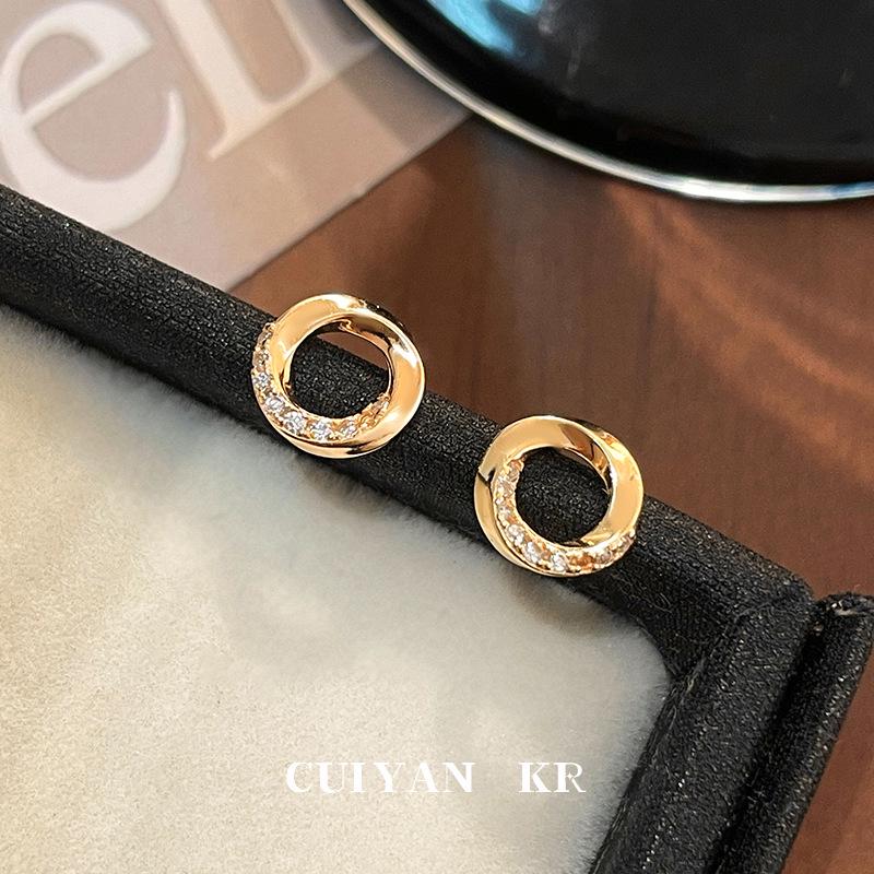 Серьги-гвоздики Cui Yan из стерлингового серебра S925 в форме петли Мёбиуса для женщин - Простой и универсальный корейский стиль.
