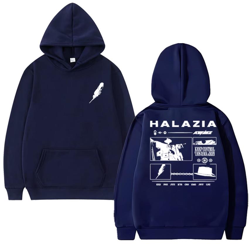 Горячая Распродажа ATEEZ Halazia Толстовки с двусторонним принтом Мужские женские Тренд Y2k Повседневный свитшот Унисекс Флис С длинным рукавом пуловеры