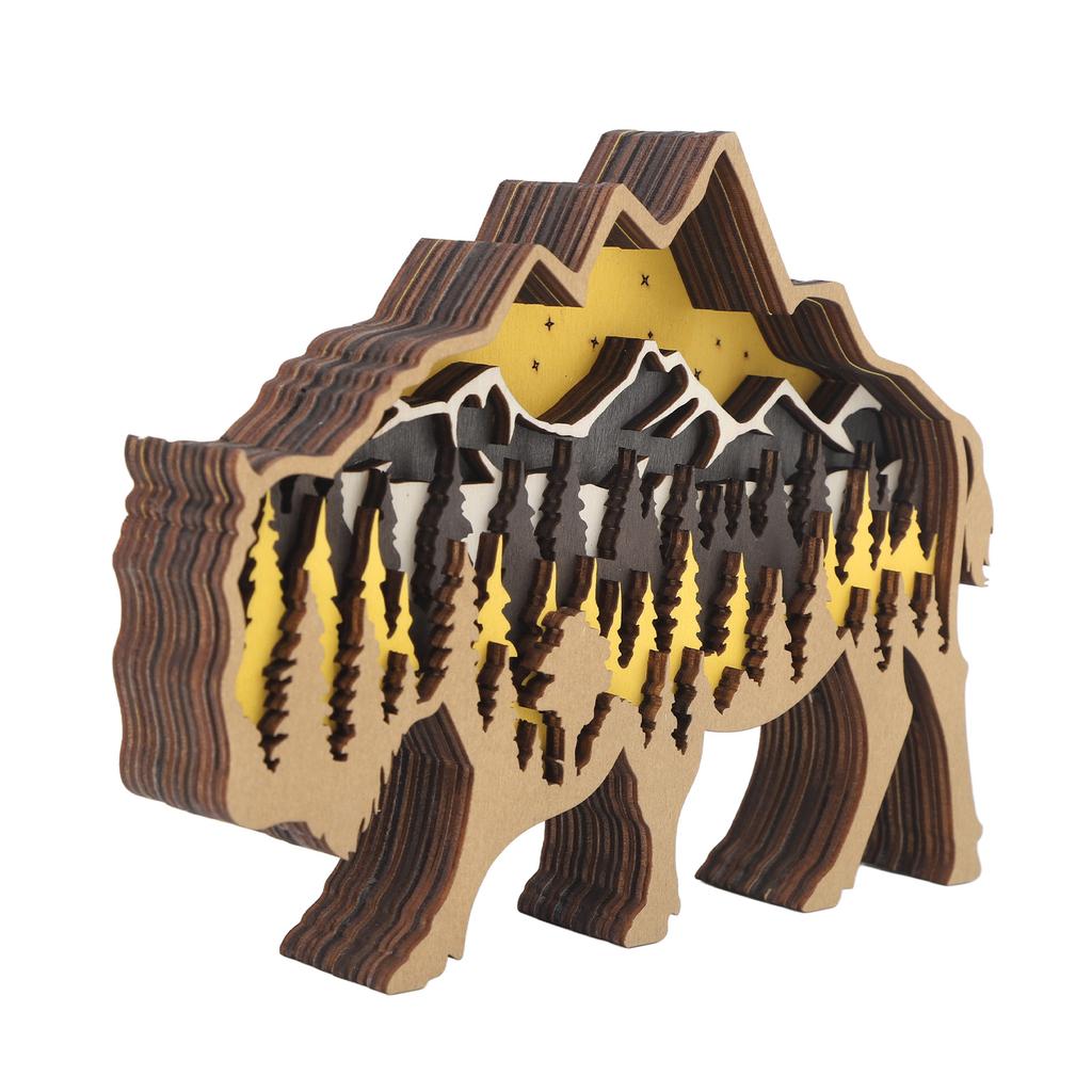 3D Woodcarving Ornament Boxwood Multilayer Handicraft Hollow Animal Desktop Decoration for Halloween