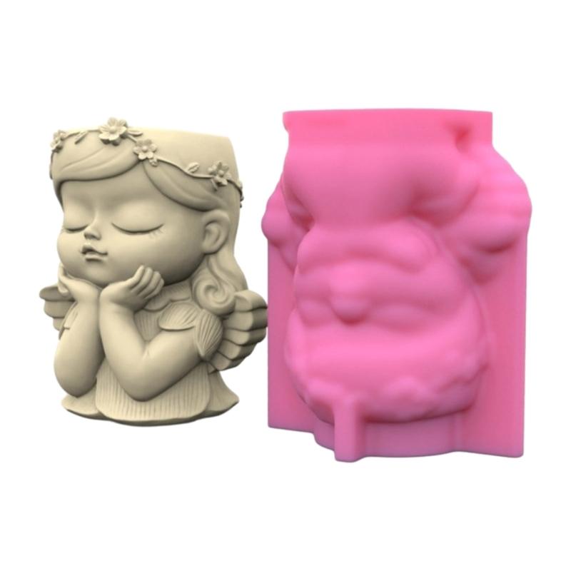 Милый держатель для ручек для девочек, силиконовая форма, украшение для стола, сочные кашпо, формы для цветочных горшков, формы для эпоксидной смолы, изготовление штукатурки