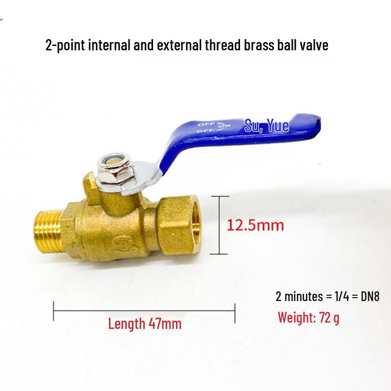 Copper Ball Valve with Butterfly Handle, Dual Thread, Pneumatic Water Valve, Sizes: 1/2", 3/4", 1" (DN8)