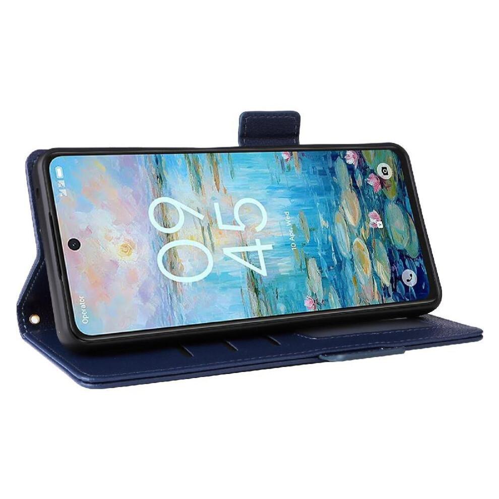 (Blue) Flip Case for Tcl 50 Nxtpaper 5g Pu Leather Card Slots Holder Magnetic Wallet Side Buckle