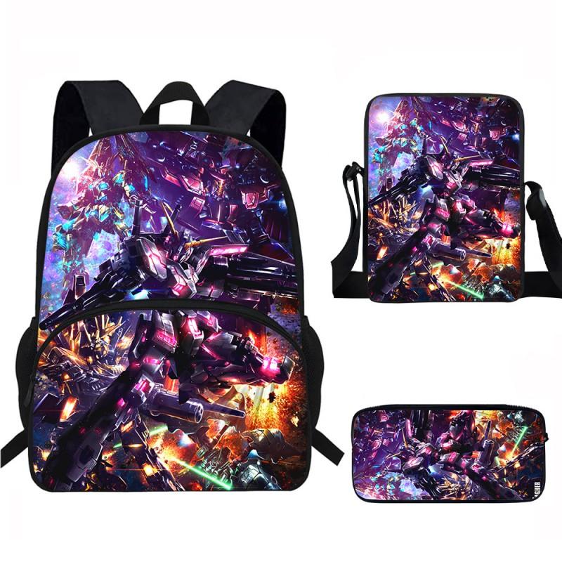 Kids School Backpack Set With Printed Cartoon Design - Lightweight Ergonomic Dual-Shoulder Bag Pencil Case Crossbody