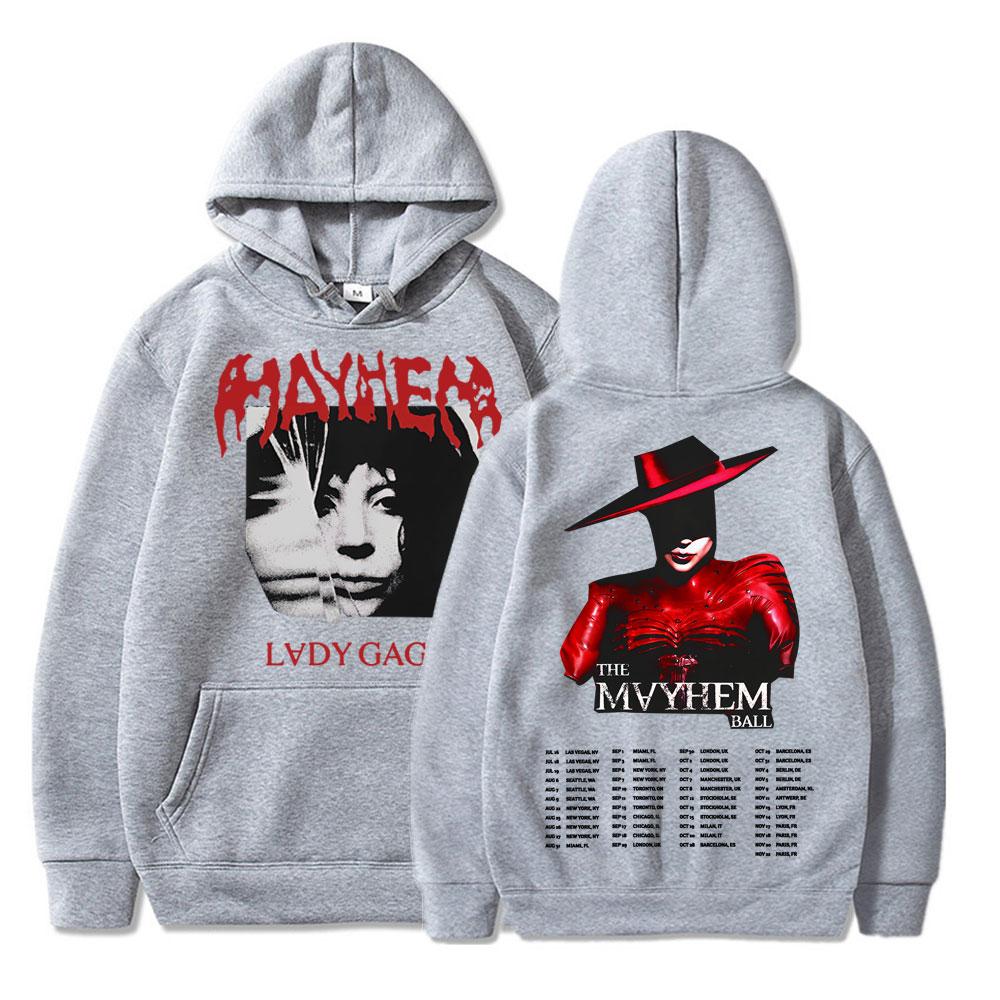 Lady Gaga The Mayhem Ball Tour 2025 Hoodies Trendy Hip Hop Vintage Long Sleeve Men Women Fleece Oversized Tracksuit Streetwear