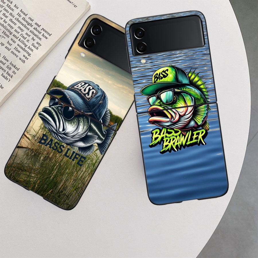 Enjoy a Day of Fishing Pleasure Case For Samsung Z Flip 6 5G Galaxy Z Flip 5 4 3 5G Black Hard Cell Phone Cover Luxury PC Shell