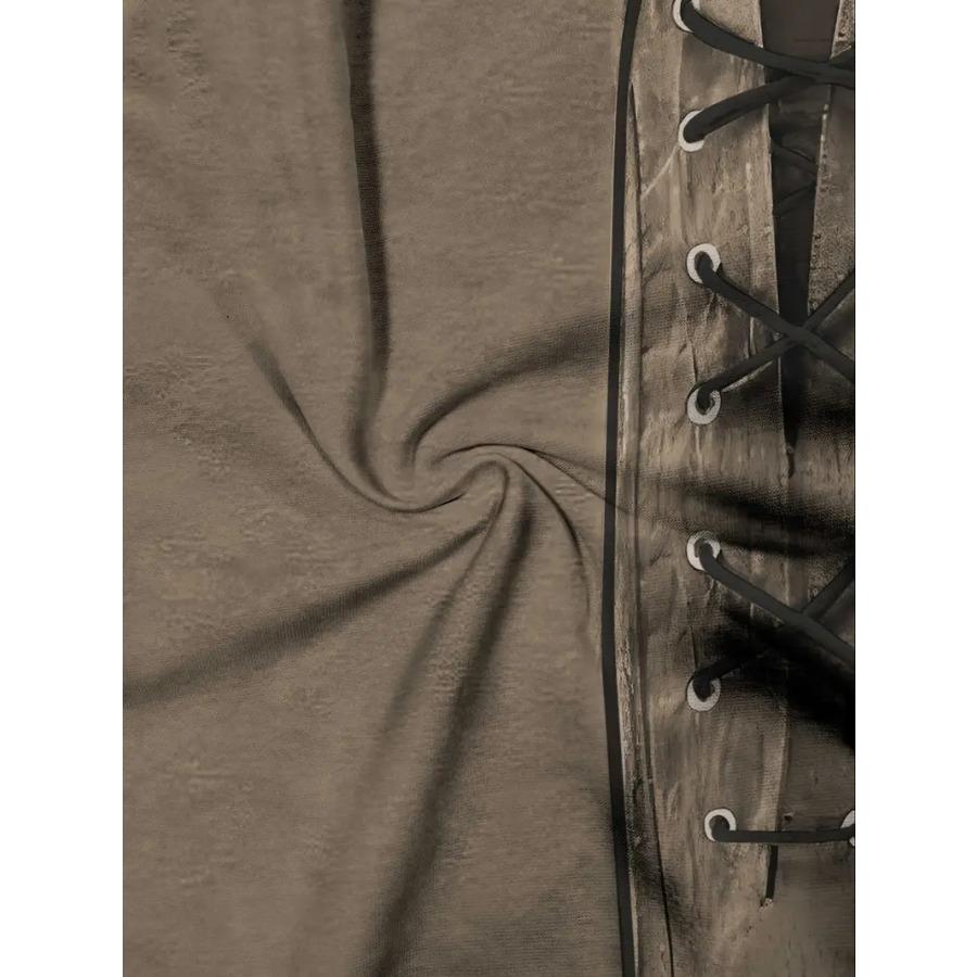 Летняя повседневная спортивная рубашка с коротким рукавом для мужчин - круглый вырез, слегка эластичная, полиэстер, принт, машинная стирка футболки