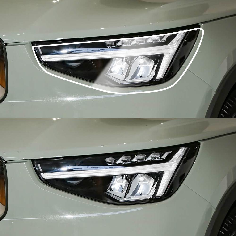 Для Volvo XC40 2018-2026 Высокоглянцевая дымчато-черная Предустановленная TPU Пленка для защиты фар автомобиля Комплект PPF Защитная виниловая обертка от царапин