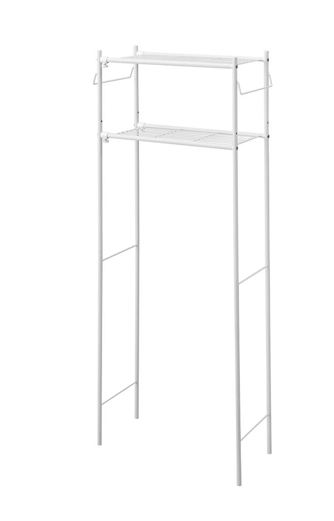Pearl Metal Складная стойка для белья с полотенцесушителем, регулируемой шириной и регулируемой высотой нижней полки, матовая белая, стильная, N-7751