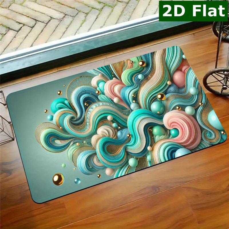 Rectangular Doormat 1pc, Abstract Colorful Swirls, Welcome Doormat, Non-slip Easy to Clean Entrance Rug, Perfect for Kitchen/bathroom/porch/living Roo
