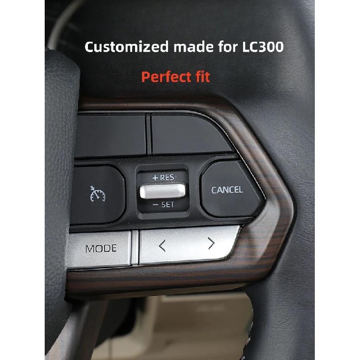 For Land Cruiser LC300 2022 2023 Peach Wood Grain Interior Trim Gear Head Cover Steering Wheel Frame Car Door Handle Sticker
