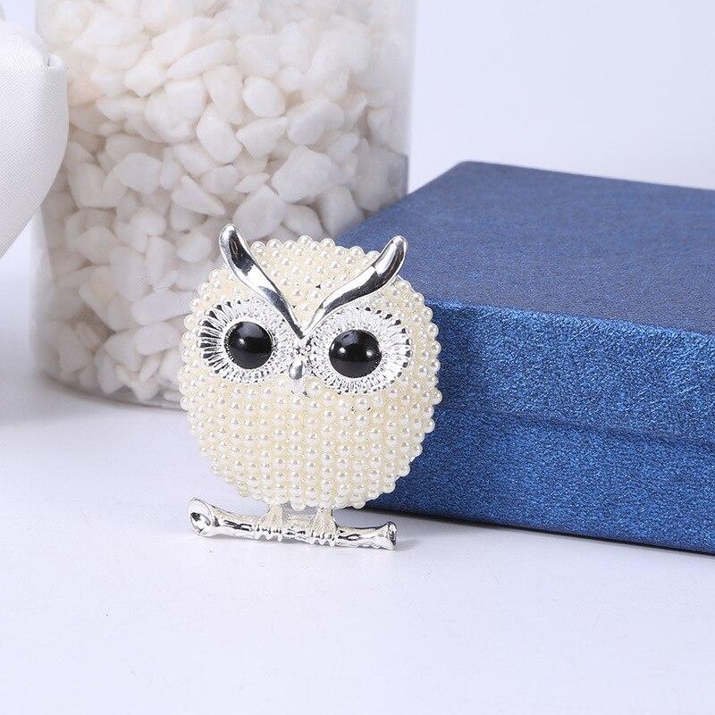 Blucome New Hot Selling Jewelry Owl Cute Cartoon Corsage Alloy Electroplating Pearl Pin