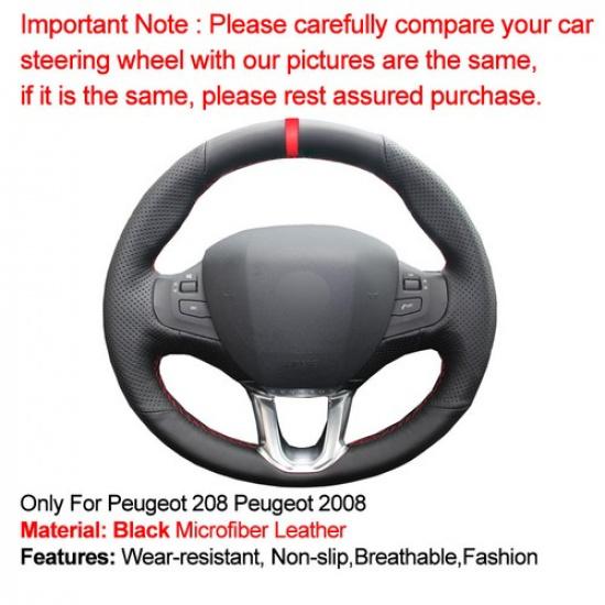 For Peugeot 208 Peugeot 2008 Hand Sewing Car Steering Wheel Cover Car Accessorie