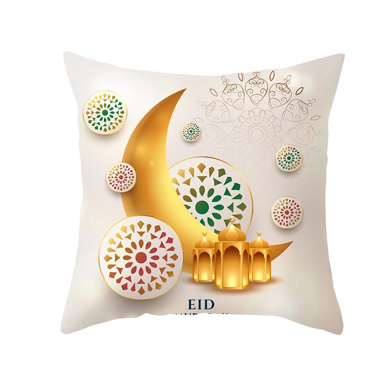 Golden Moon Ethnic Mubarak Ramadan Printed Polyester Pillow Case Home Living Room Sofa Bedroom Decoration Pillow Case
