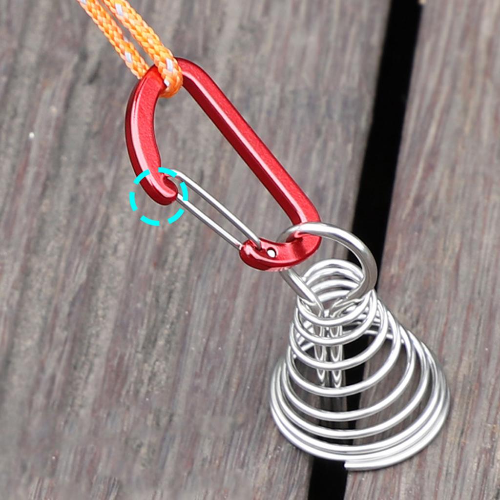 Deck Anchor Pegs with Spirng Buckle Retractable Spring Aluminium Alloy Wind Rope Anchor Outdoor